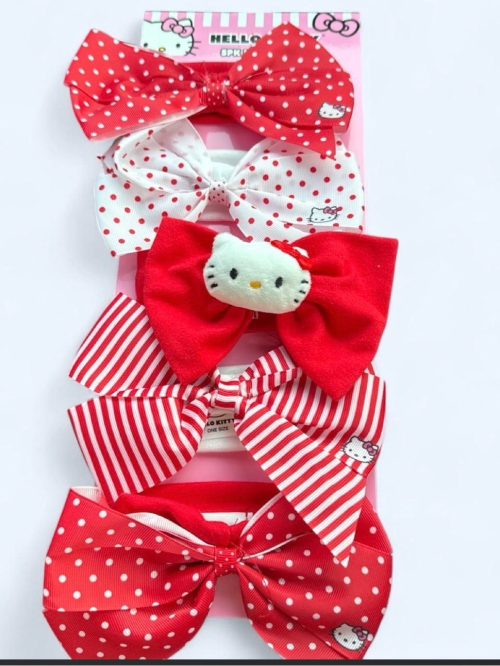 Hello Kitty Red & White Mixed Bows Hair Clip Set